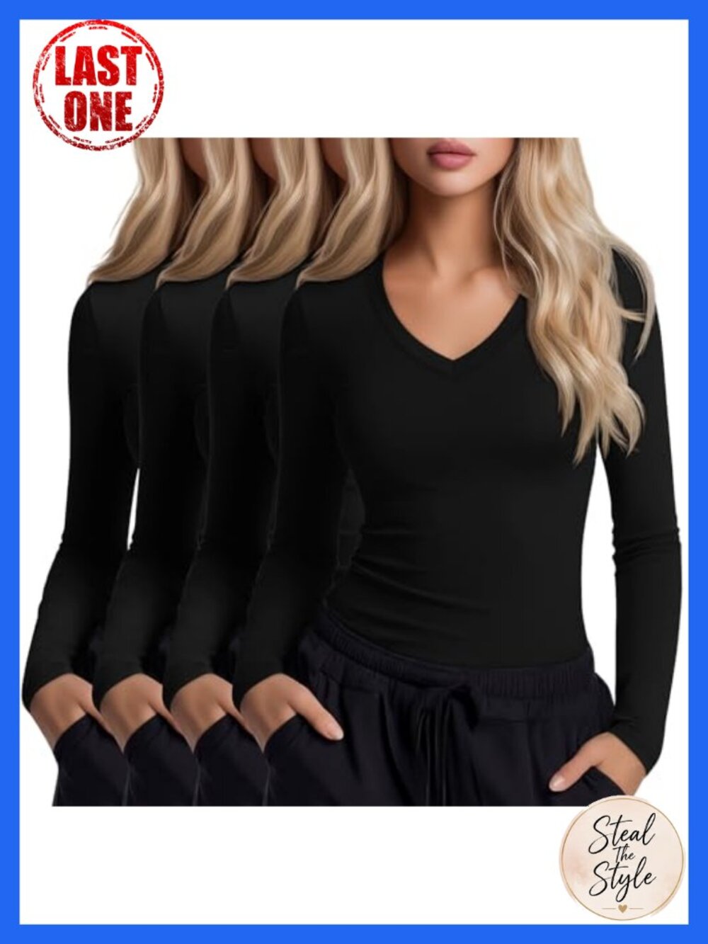 Women's Long Sleeve Underscrubs V-Neck Slim Fit Cotton Blend Medical Work